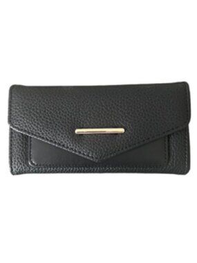 Faux-Leather Black‎ Wallet Snap Closure Minimalist Classic Timeless Everyday